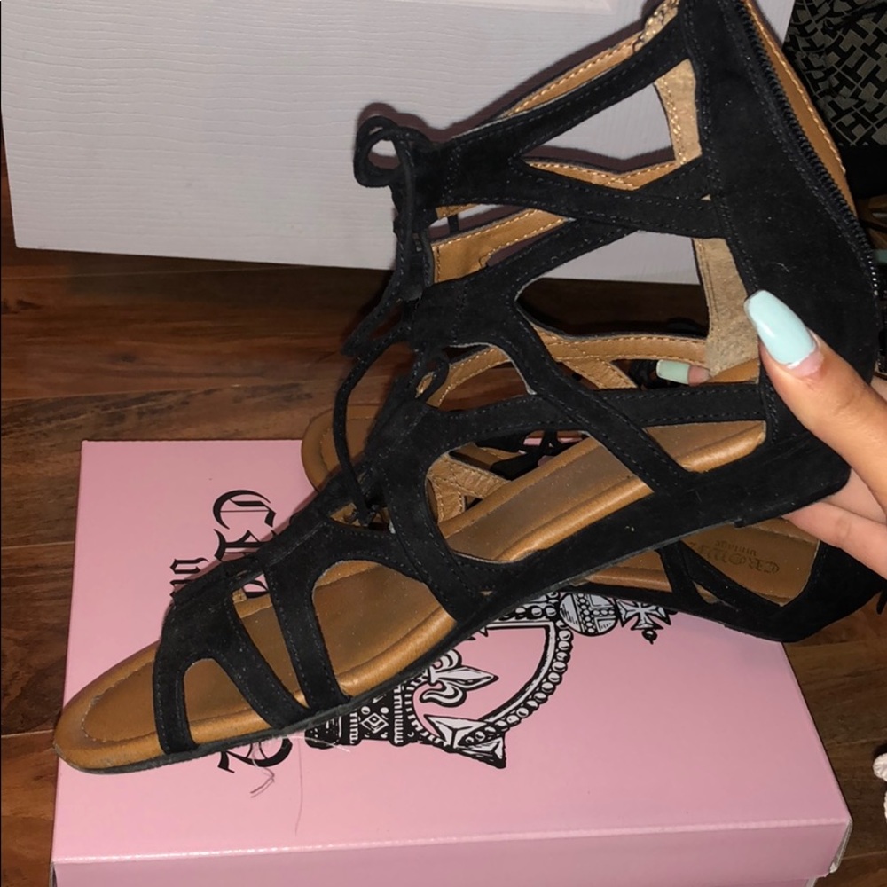 Black Tie Up Sandals